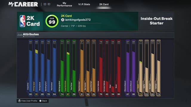 Example: Attributes screen